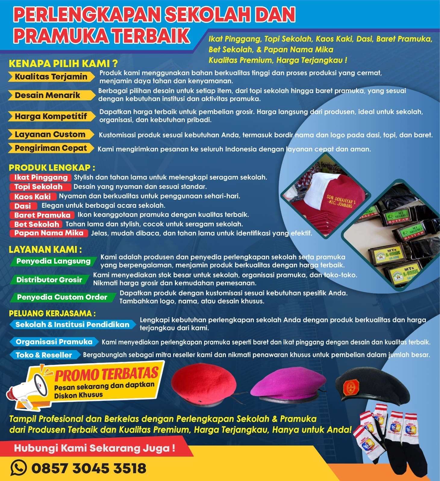 Grosir/Jual Grosir Topi Sekolah Model & Desain Terbaru di Indonesia