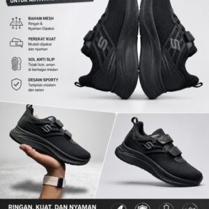 Sepatu Sekolah Hitam Sporty dan Nyaman untuk Aktivitas Sehari-Hari