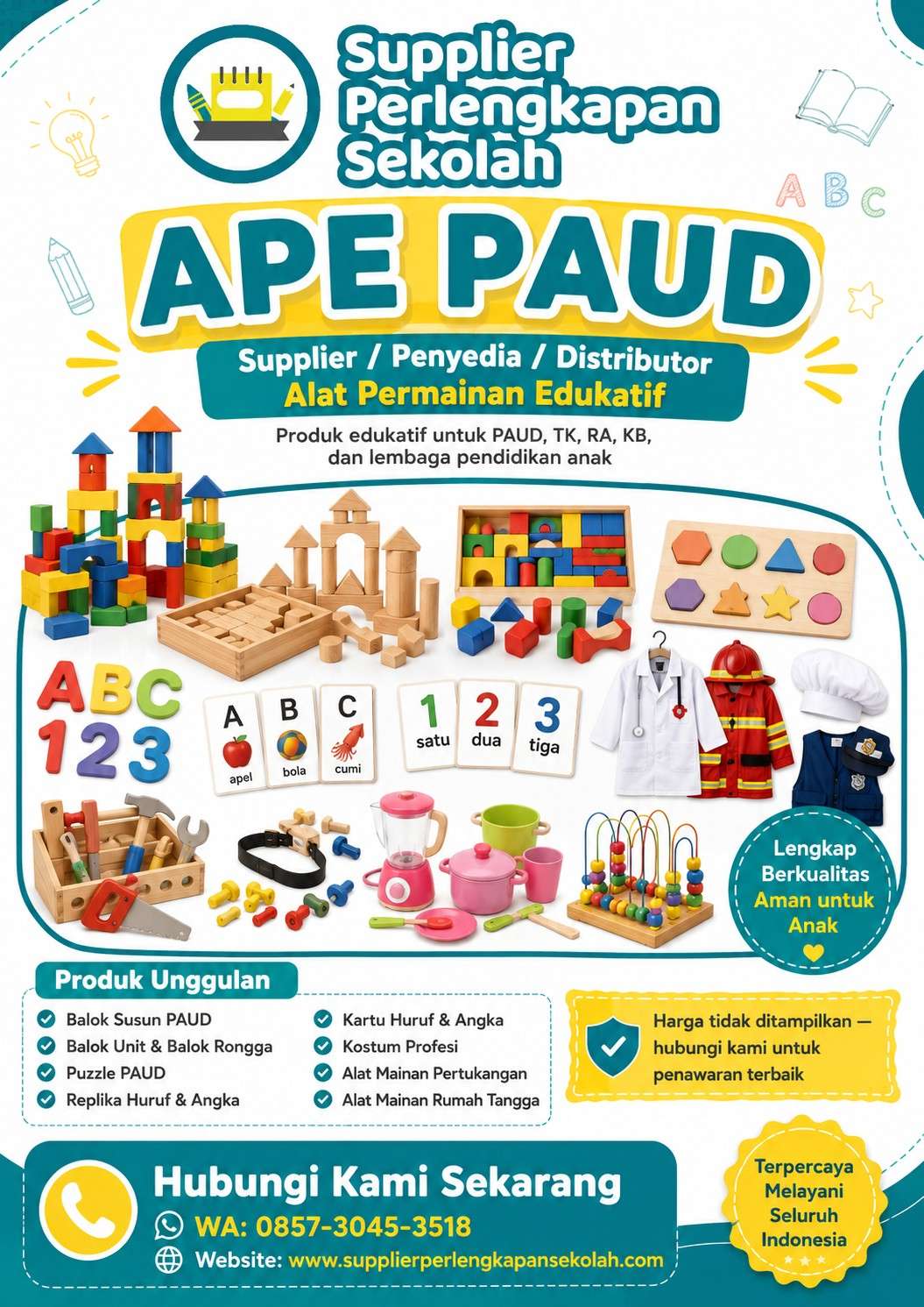 Supplier APE PAUD Lengkap | Alat Permainan Edukatif PAUD, TK, RA & KB