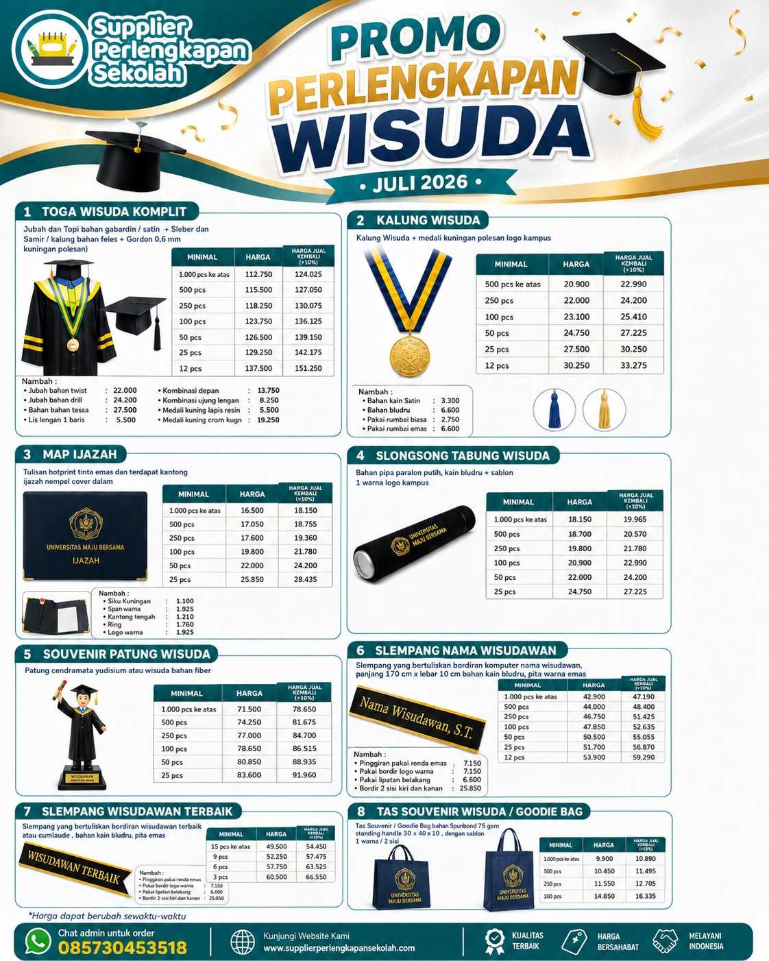 Supplier Perlengkapan Wisuda Custom untuk Kampus, Sekolah & Institusi