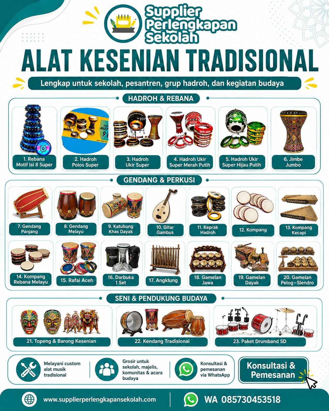 Supplier Alat Kesenian Tradisional untuk Sekolah, Pesantren & Komunitas