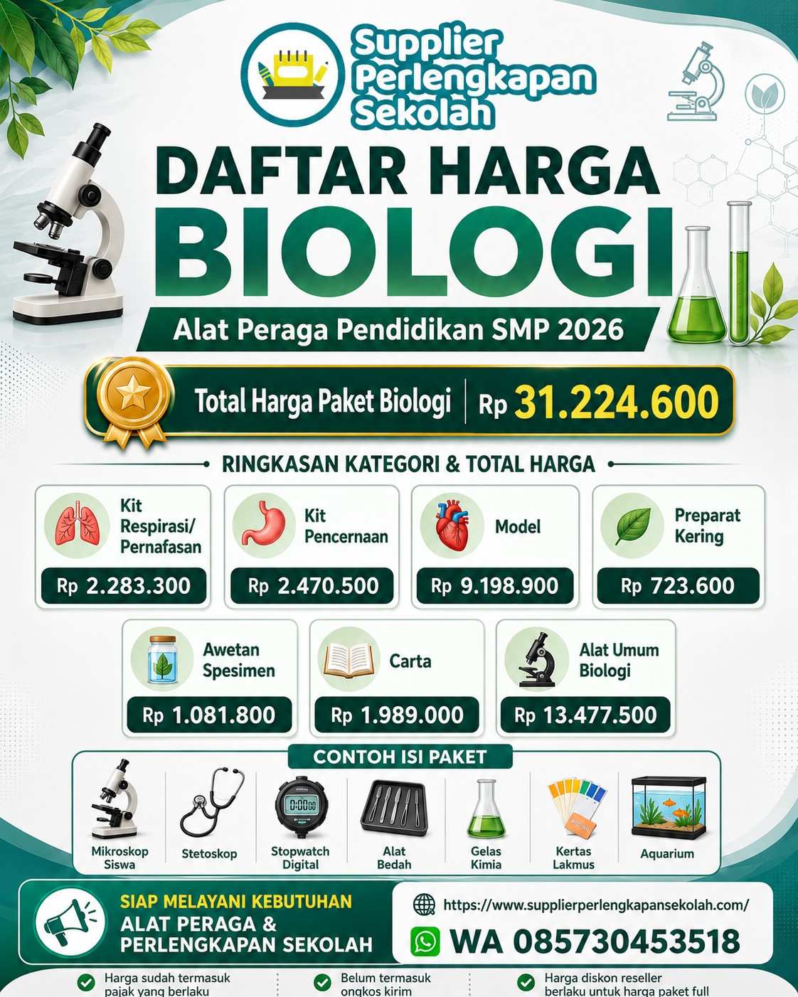 Supplier Alat Peraga Biologi SMP 2026