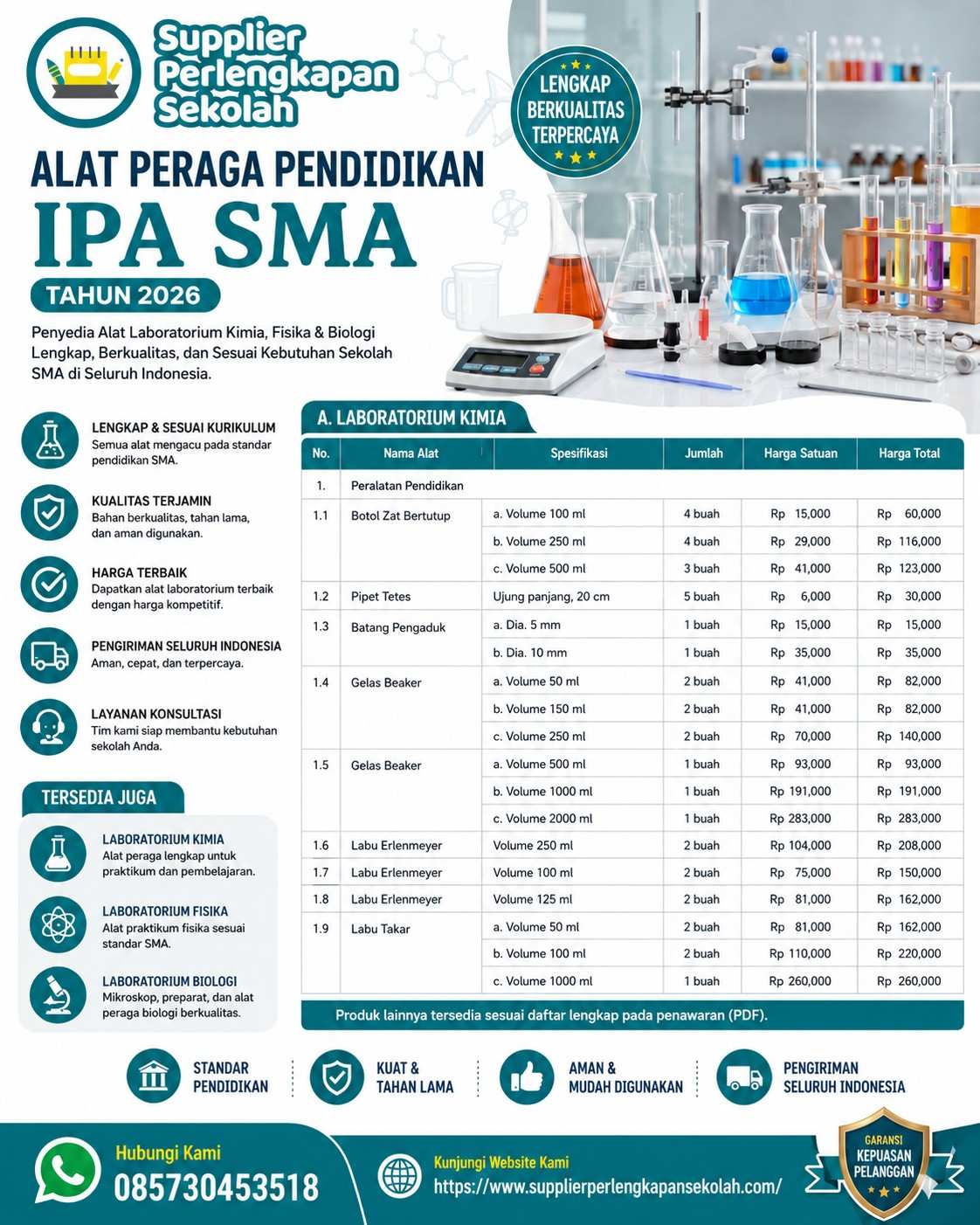 Supplier Alat Peraga Pendidikan IPA SMA 2026