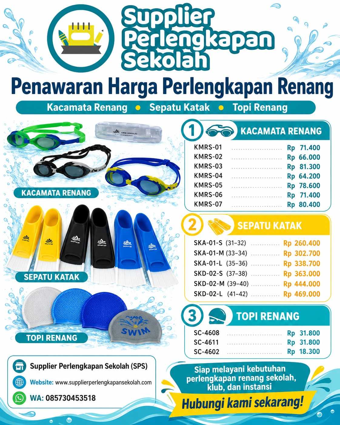 Supplier Perlengkapan Renang Sekolah, Klub & Instansi