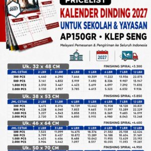 Cetak Kalender Dinding 2027 untuk Sekolah dan Yayasan