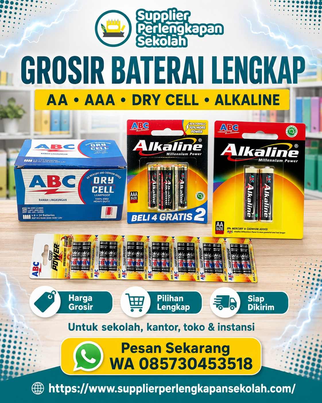 Grosir Baterai AA dan AAA untuk Sekolah, Kantor, Toko, serta Instansi
