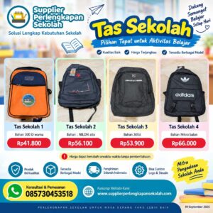 Supplier Tas Sekolah Harga Grosir – Bisa Custom Logo & Kirim Seluruh Indonesia
